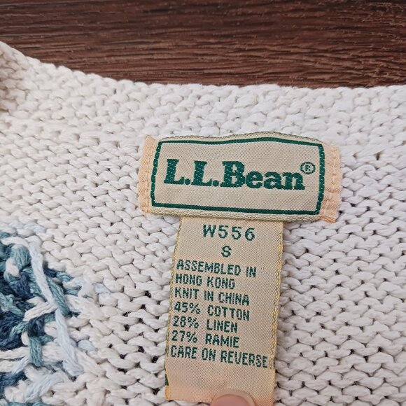 Vintage LL Bean Blue Floral Cardigan Sweater Size Small W556 - Picture 3 of 4